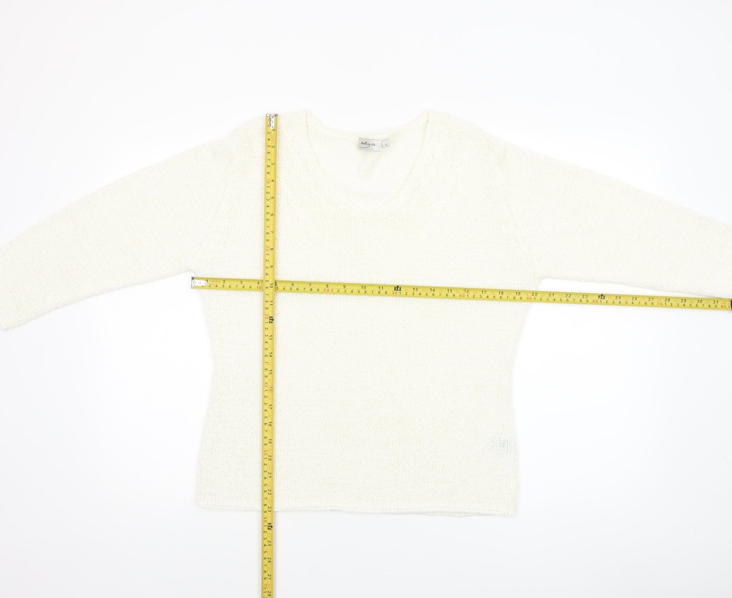 Aliuja Women's Ivory V-Neck Knit Jumper Medium