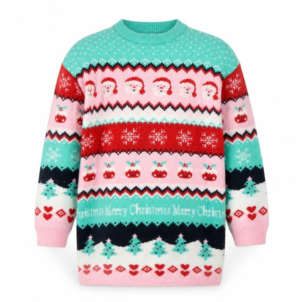 Dunnes Girls Multicoloured Christmas Jumper 9-10 Years Acrylic Blend