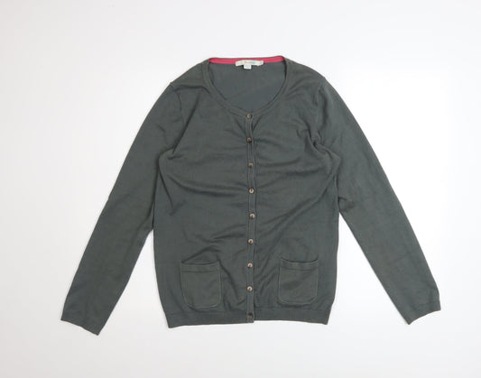 Boden Women's Grey Cotton Blend Button Cardigan UK 12