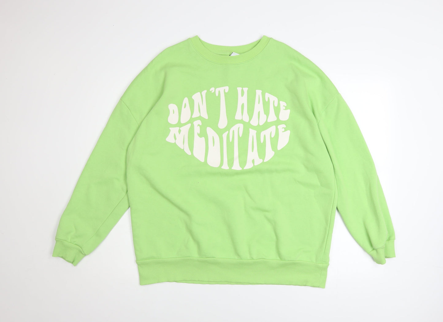 George Women's Green 'Don't Hate Meditate' Pullover Sweatshirt Size M 12-14