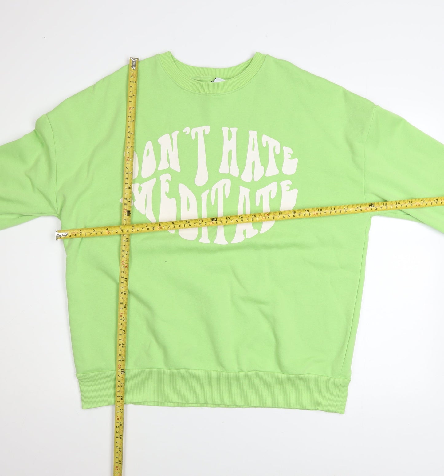George Women's Green 'Don't Hate Meditate' Pullover Sweatshirt Size M 12-14
