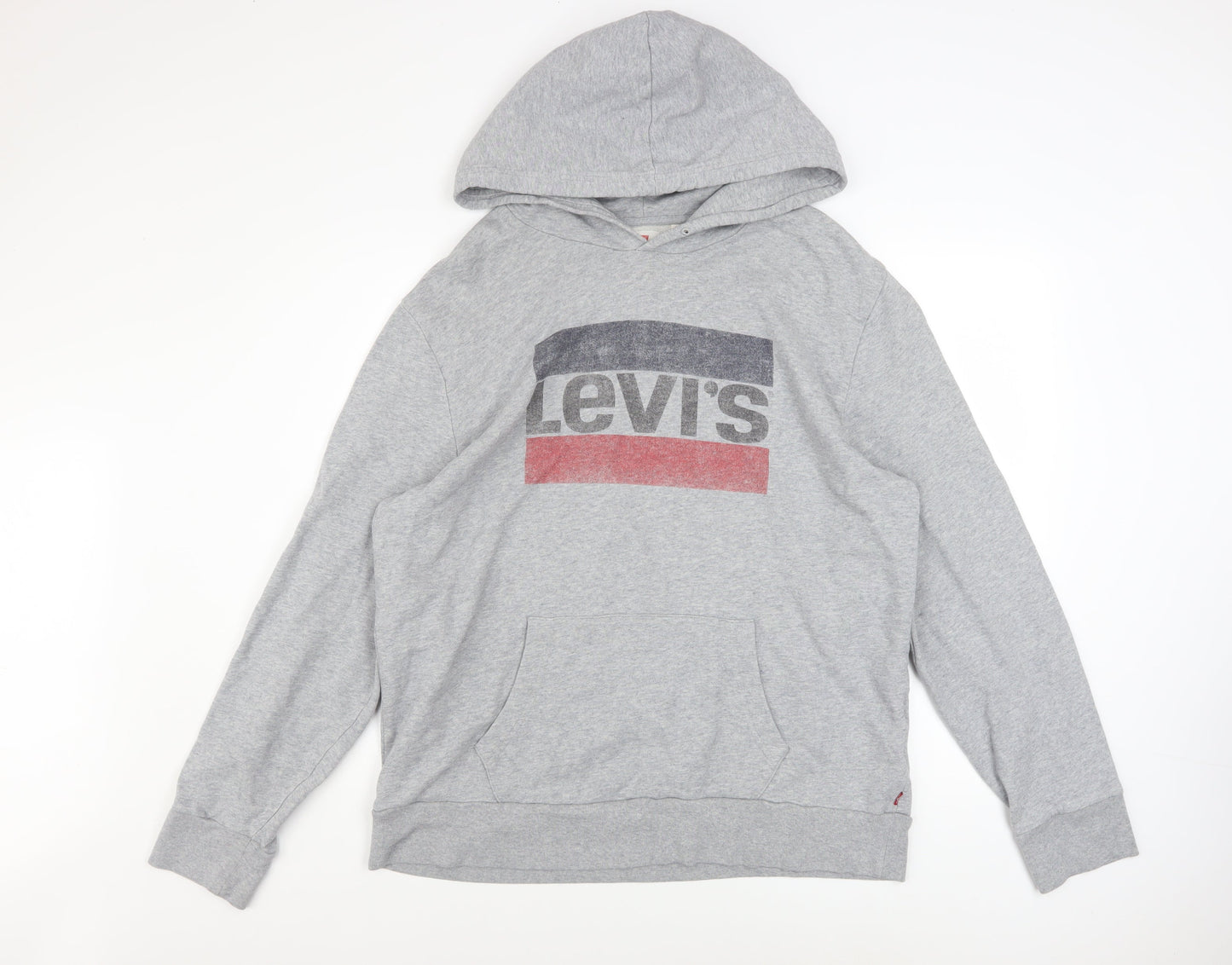 Levi's Men's Grey Pullover Hoodie L Logo Graphic Cotton Fleece