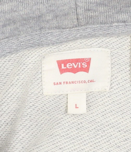 Levi's Men's Grey Pullover Hoodie L Logo Graphic Cotton Fleece