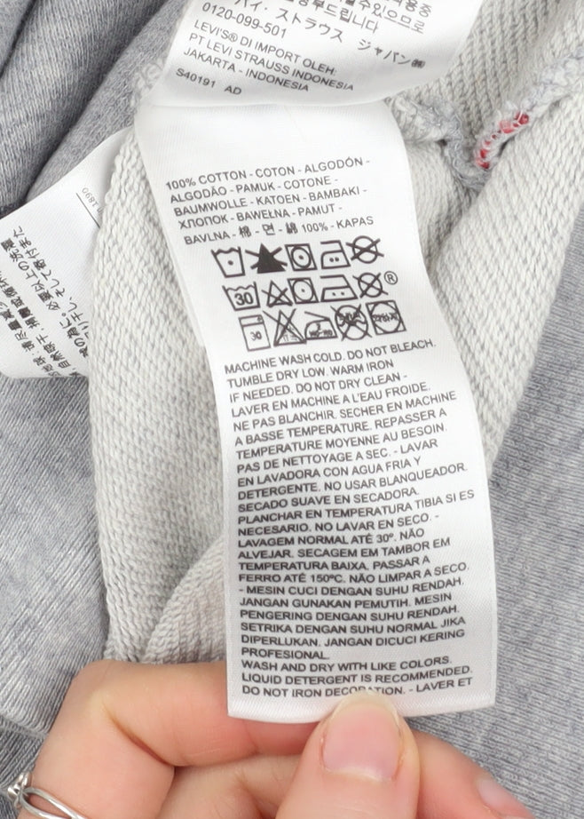 Levi's Men's Grey Pullover Hoodie L Logo Graphic Cotton Fleece