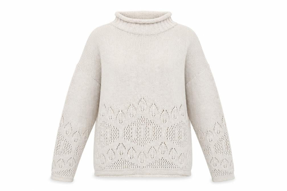 Dorothy Perkins Women’s Ivory Open-Knit Mock Neck Jumper Size 10