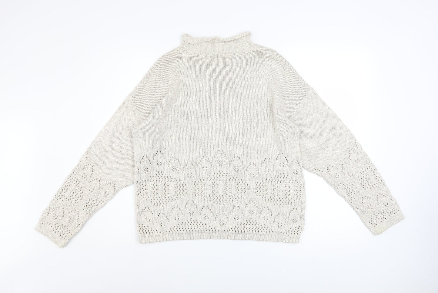 Dorothy Perkins Women’s Ivory Open-Knit Mock Neck Jumper Size 10