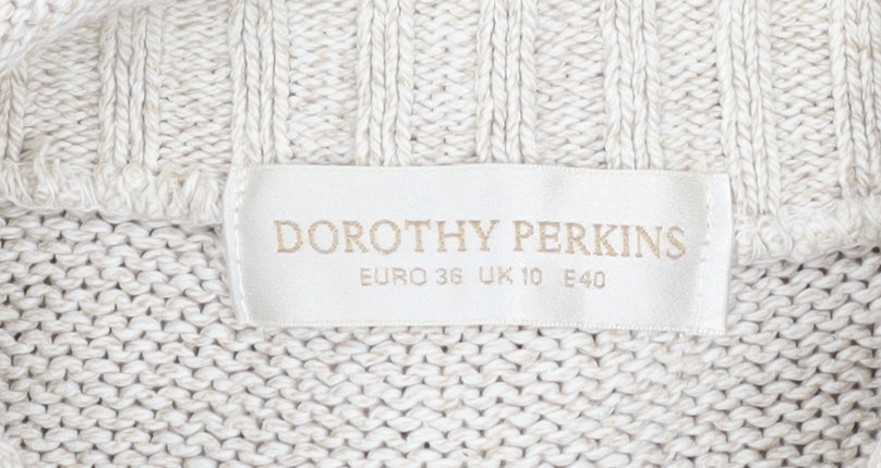 Dorothy Perkins Women’s Ivory Open-Knit Mock Neck Jumper Size 10