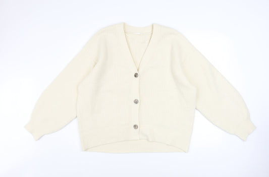 GU Women's Ivory Button-Up Cardigan XL Acrylic Blend Knit Jumper
