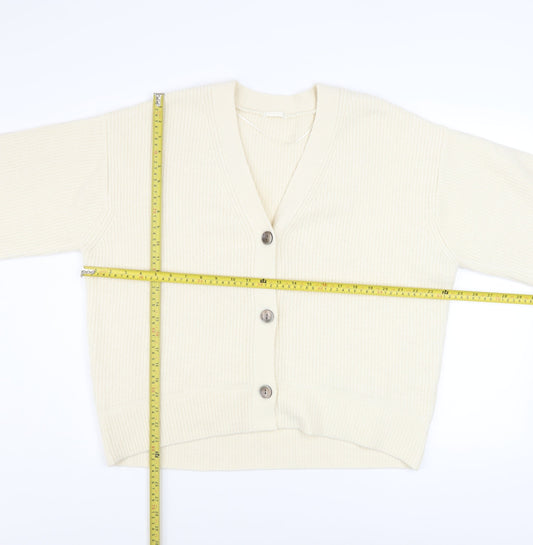 GU Women's Ivory Button-Up Cardigan XL Acrylic Blend Knit Jumper