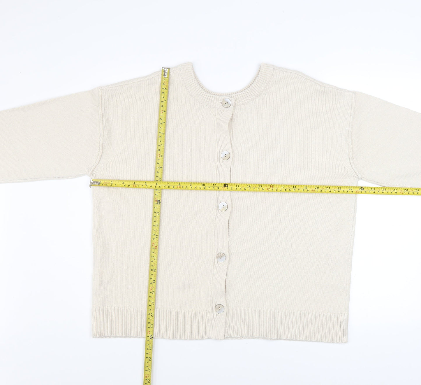 GU Women’s Ivory Knit Button Up Cardigan XL Relaxed Fit
