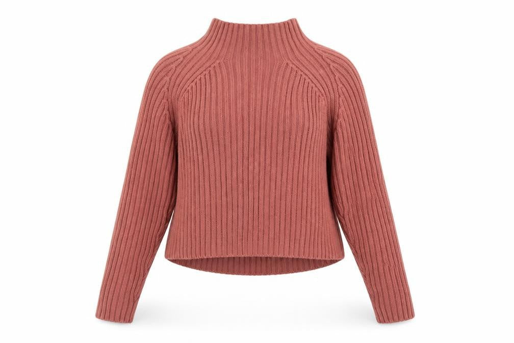 Brave Soul Women's Pink Mock Neck Ribbed Knit Pullover Jumper Size S
