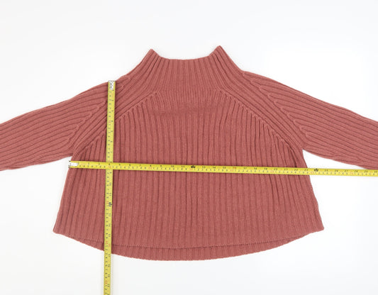 Brave Soul Women's Pink Mock Neck Ribbed Knit Pullover Jumper Size S