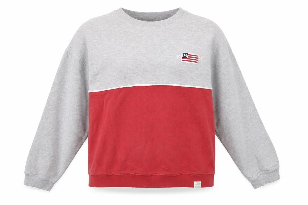 Pull & Bear Women Grey Red Colourblock Sweatshirt Size S