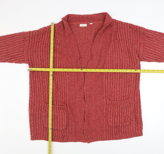 Fat Face Women Red Size 16 Chunky Knit Open Cardigan