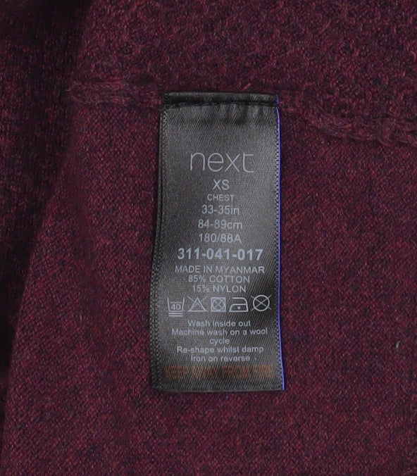 Next Men’s Red Cotton Blend Crew Neck Pullover Jumper XS