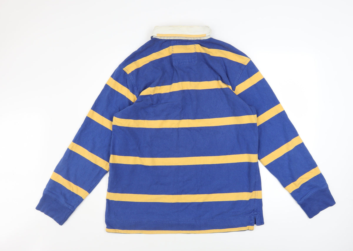 Crew Clothing Co. Men's Blue Striped Rugby Sweatshirt Medium