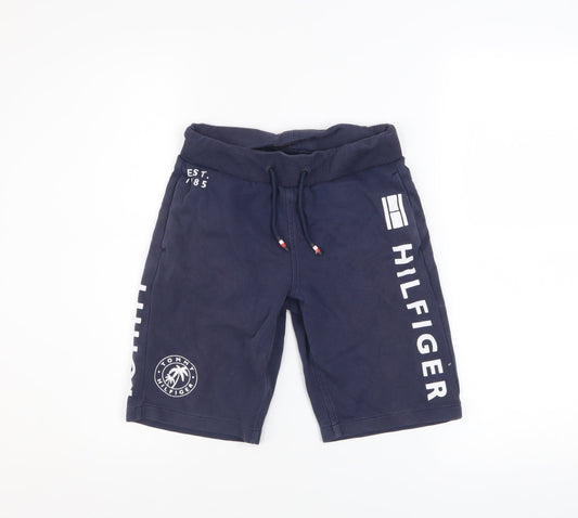 Tommy Hilfiger Boys Blue Sweat Shorts Size 12 Years Drawstring Logo