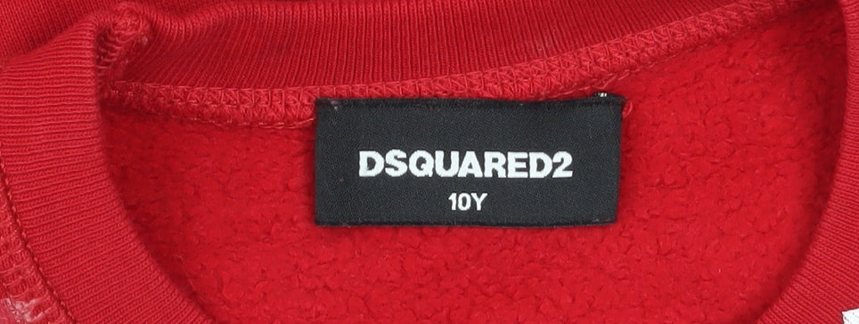 DSQUARED2 Boys Red Graphic Logo Pullover Sweatshirt 10 Years