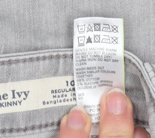 Marks and Spencer Women’s Grey Distressed Skinny Jeans Size 10 Regular