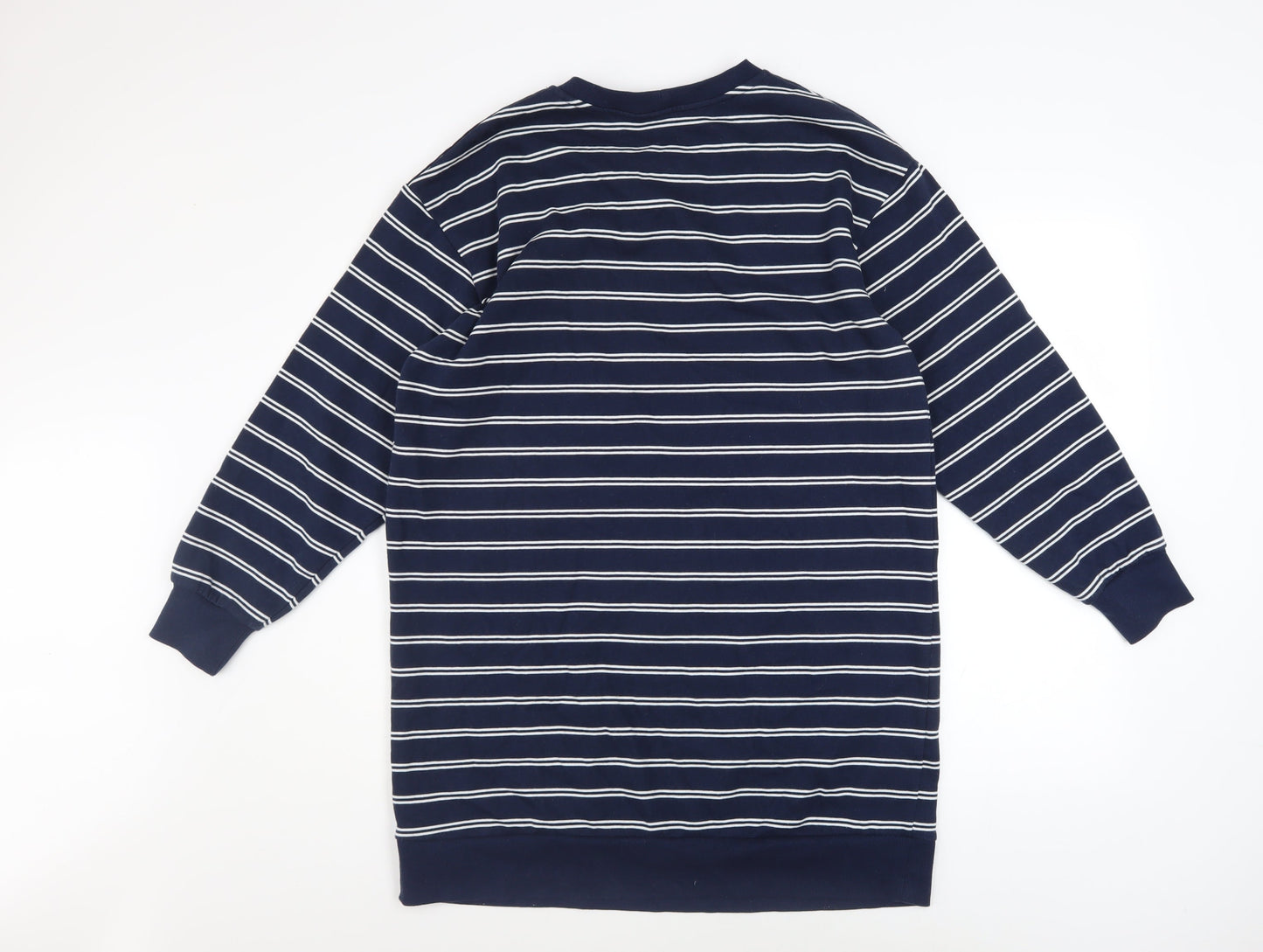 George Women Navy Stripe Long Sleeve Pullover Sweatshirt Size 10