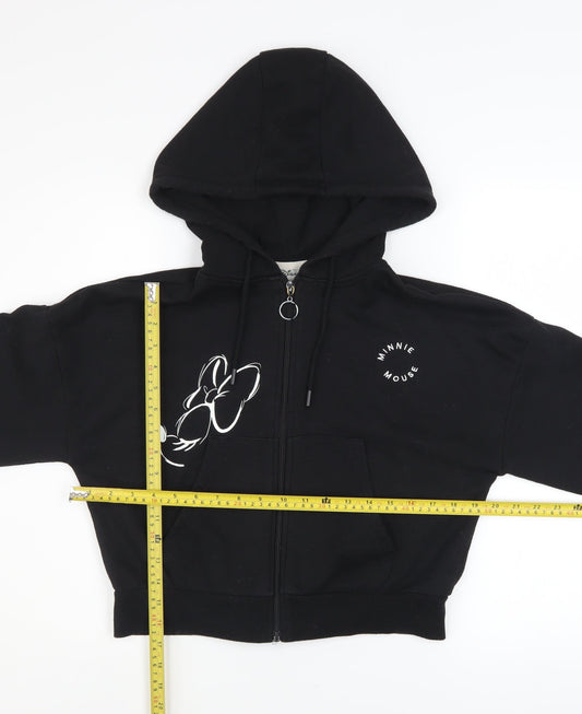 Disney Women’s Black Minnie Mouse Full Zip Hoodie XS 6/8