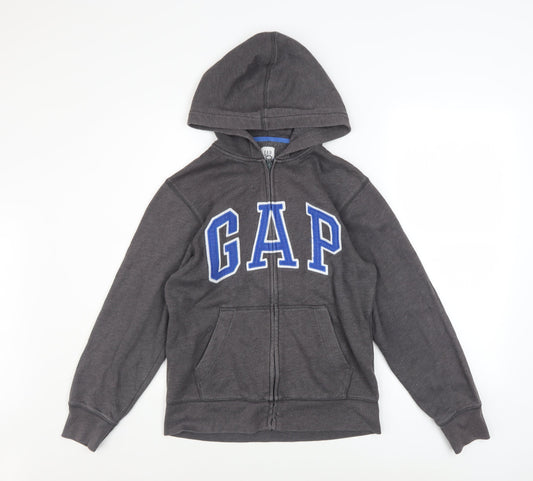 GAP Kids Boys Grey Full Zip Hoodie Size 12-13 Years Cotton Blend Fleece