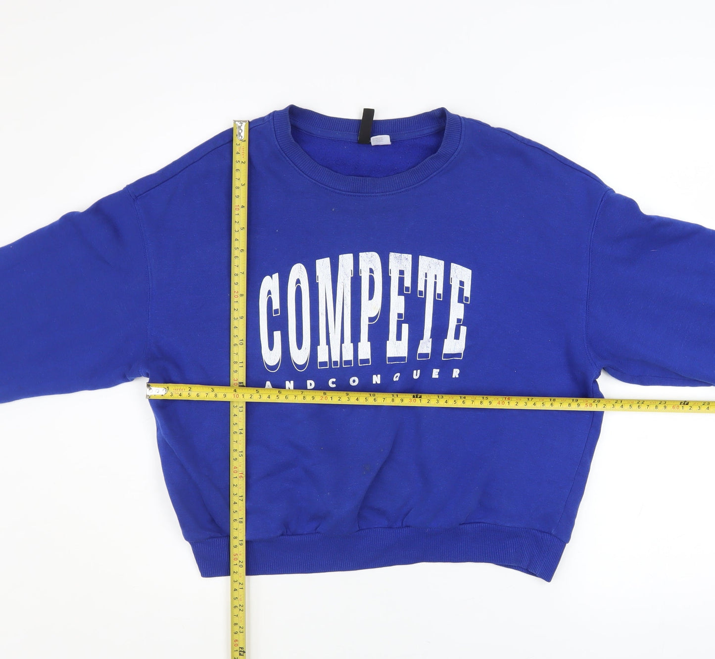 H&M Divided Women's Blue Cropped Pullover Sweatshirt Medium