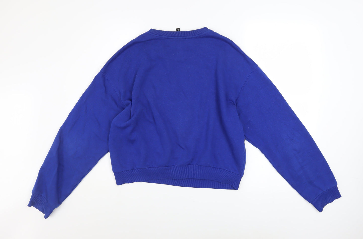 H&M Divided Women's Blue Cropped Pullover Sweatshirt Medium
