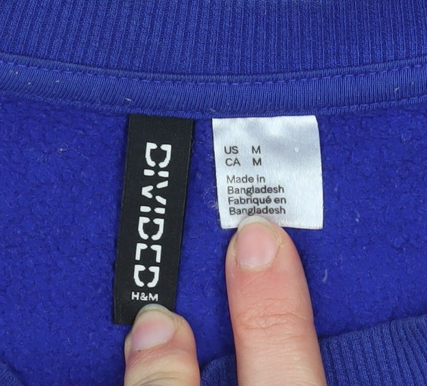 H&M Divided Women's Blue Cropped Pullover Sweatshirt Medium