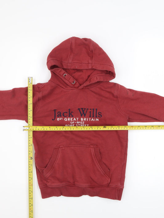 Jack Wills Boys Red Pullover Hoodie 7-8 Years Hooded Sweatshirt