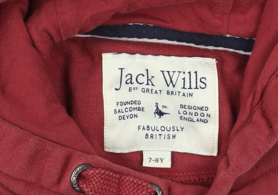 Jack Wills Boys Red Pullover Hoodie 7-8 Years Hooded Sweatshirt
