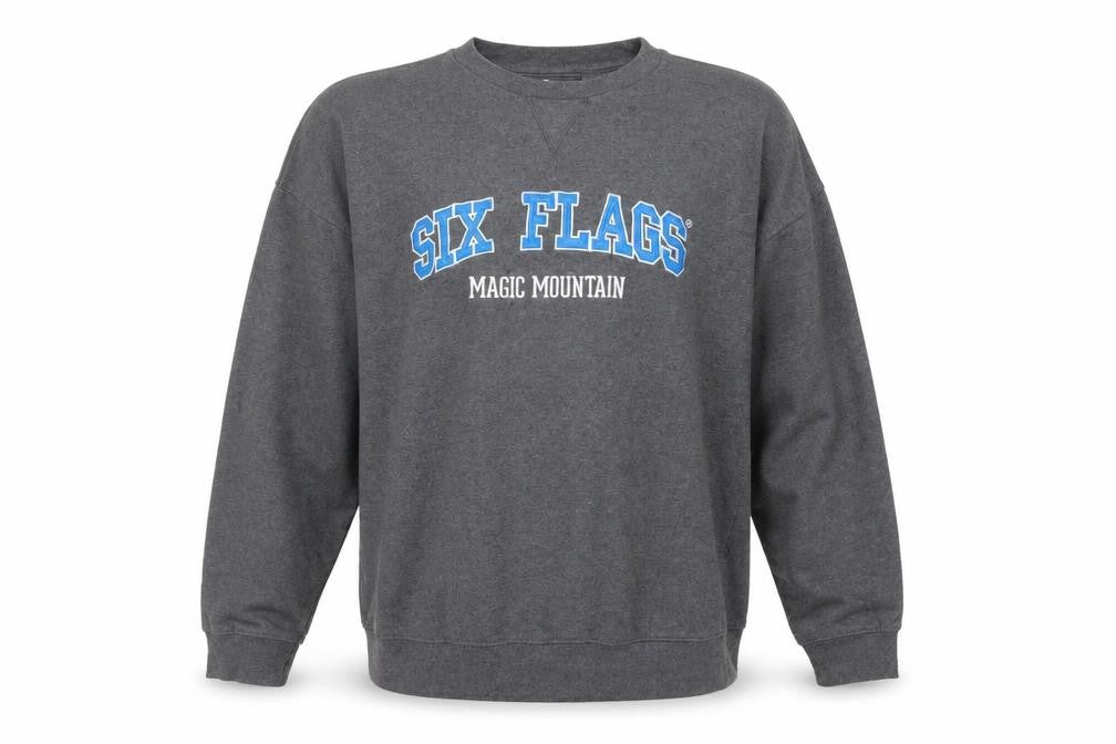 Six Flags Men’s Grey XL Pullover Sweatshirt Graphic Print