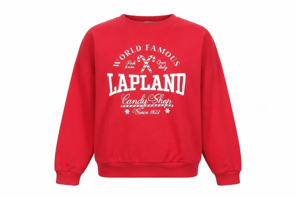 George Women Red Lapland Candy Shop Christmas Sweatshirt Size S 8-10