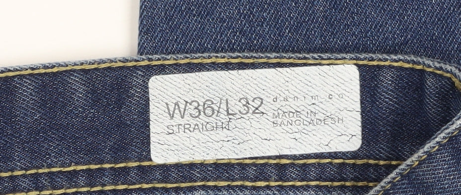 Denim Co Men's Blue Straight Fit Denim Jeans W36 L32 Regular