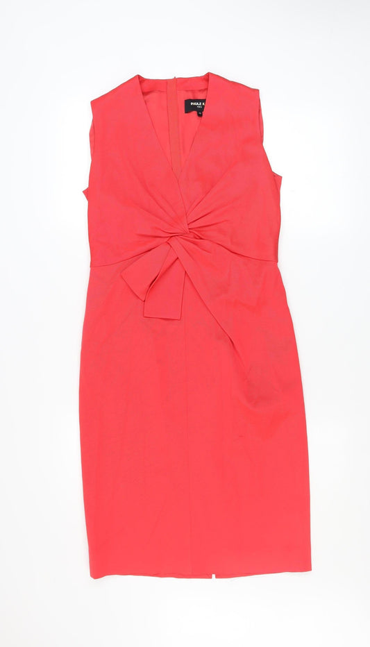 Paule Ka Women Red V-Neck Sheath Knee Length Dress Size 12