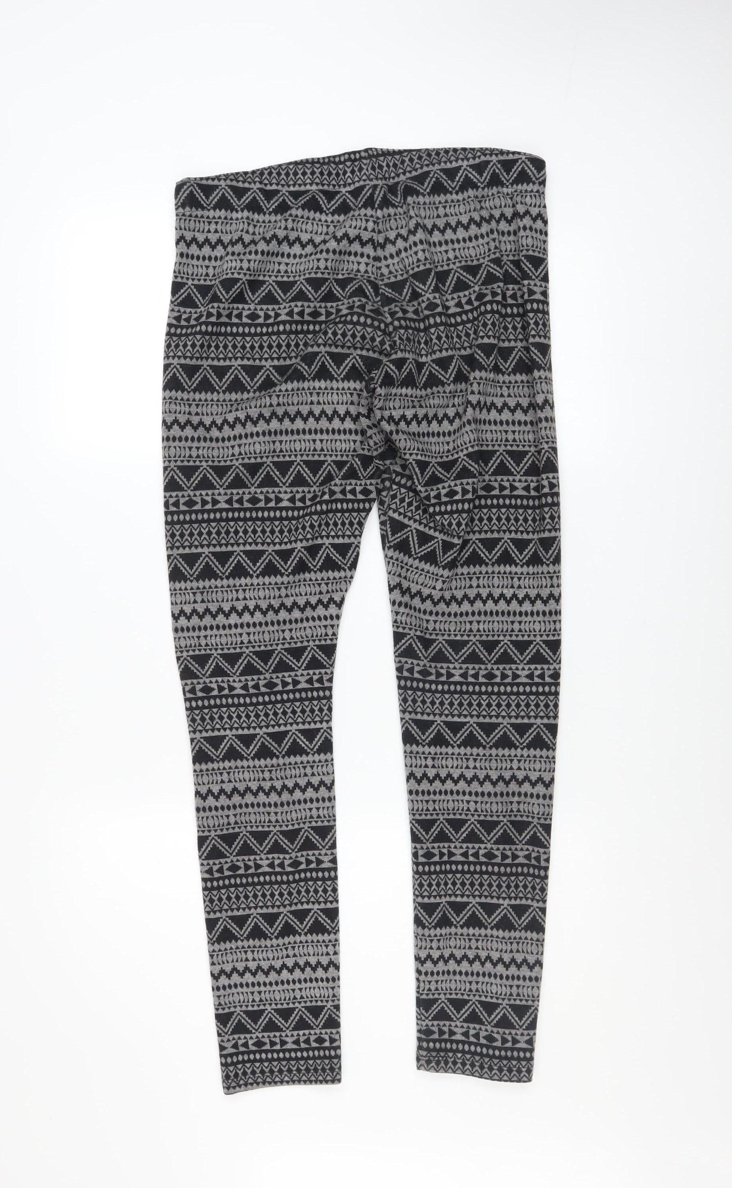 Garage Womens Black Grey Geometric Mid Rise Ankle Leggings M