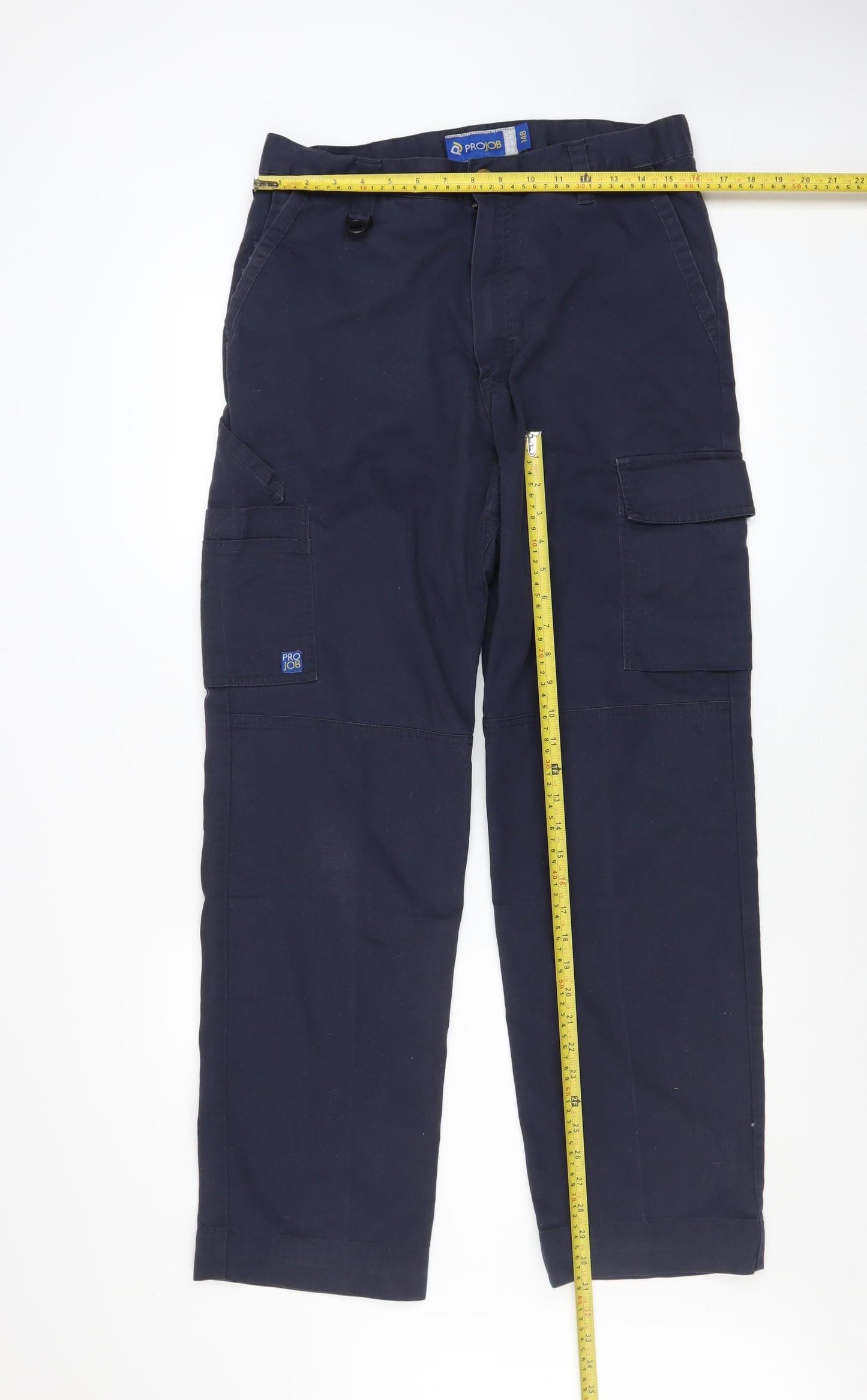 Projob Men's Blue Cargo Work Trousers M Regular Straight Fit