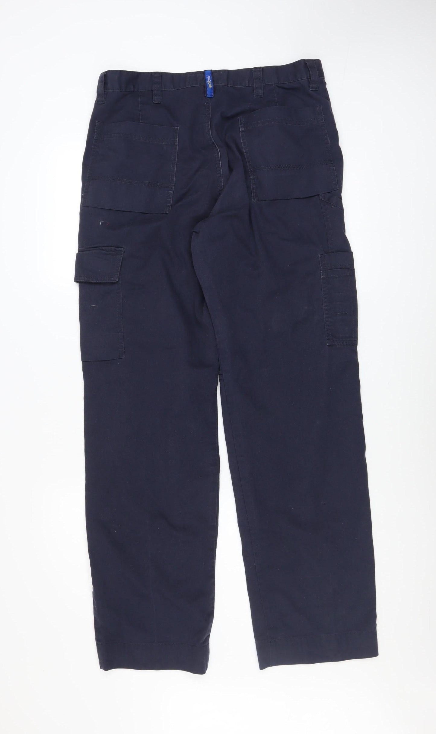 Projob Men's Blue Cargo Work Trousers M Regular Straight Fit