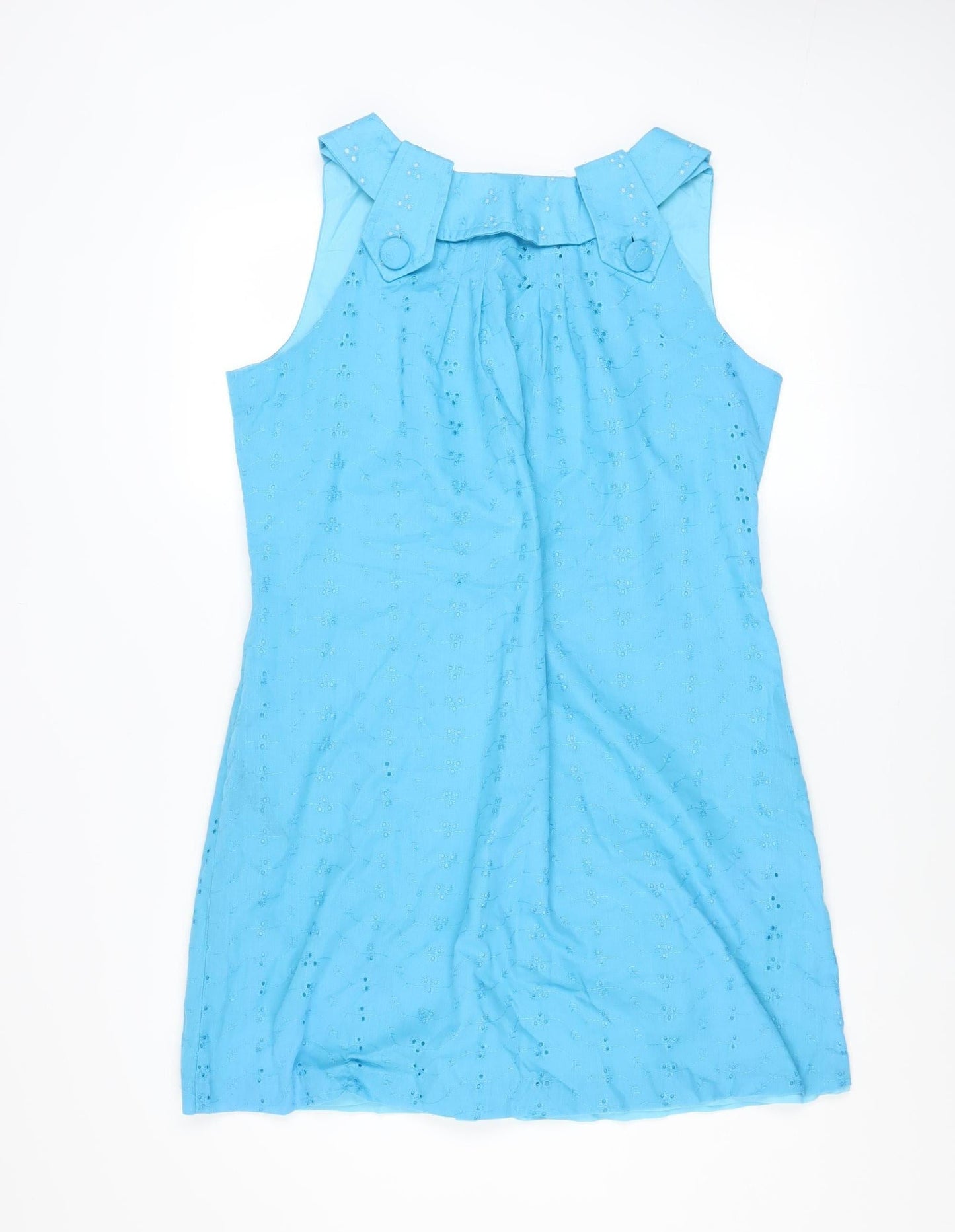 Sasha Womens Blue Cotton Sleeveless Shift Dress Size 14