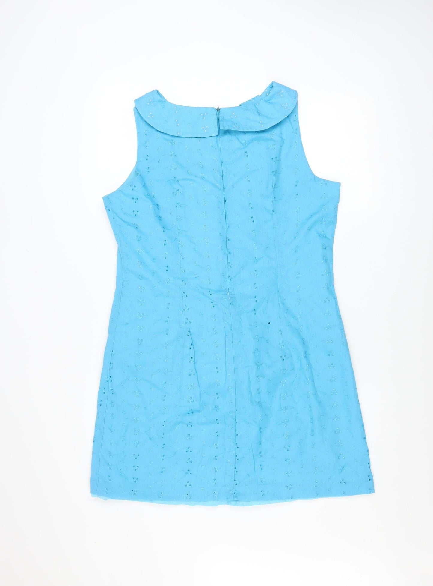 Sasha Womens Blue Cotton Sleeveless Shift Dress Size 14