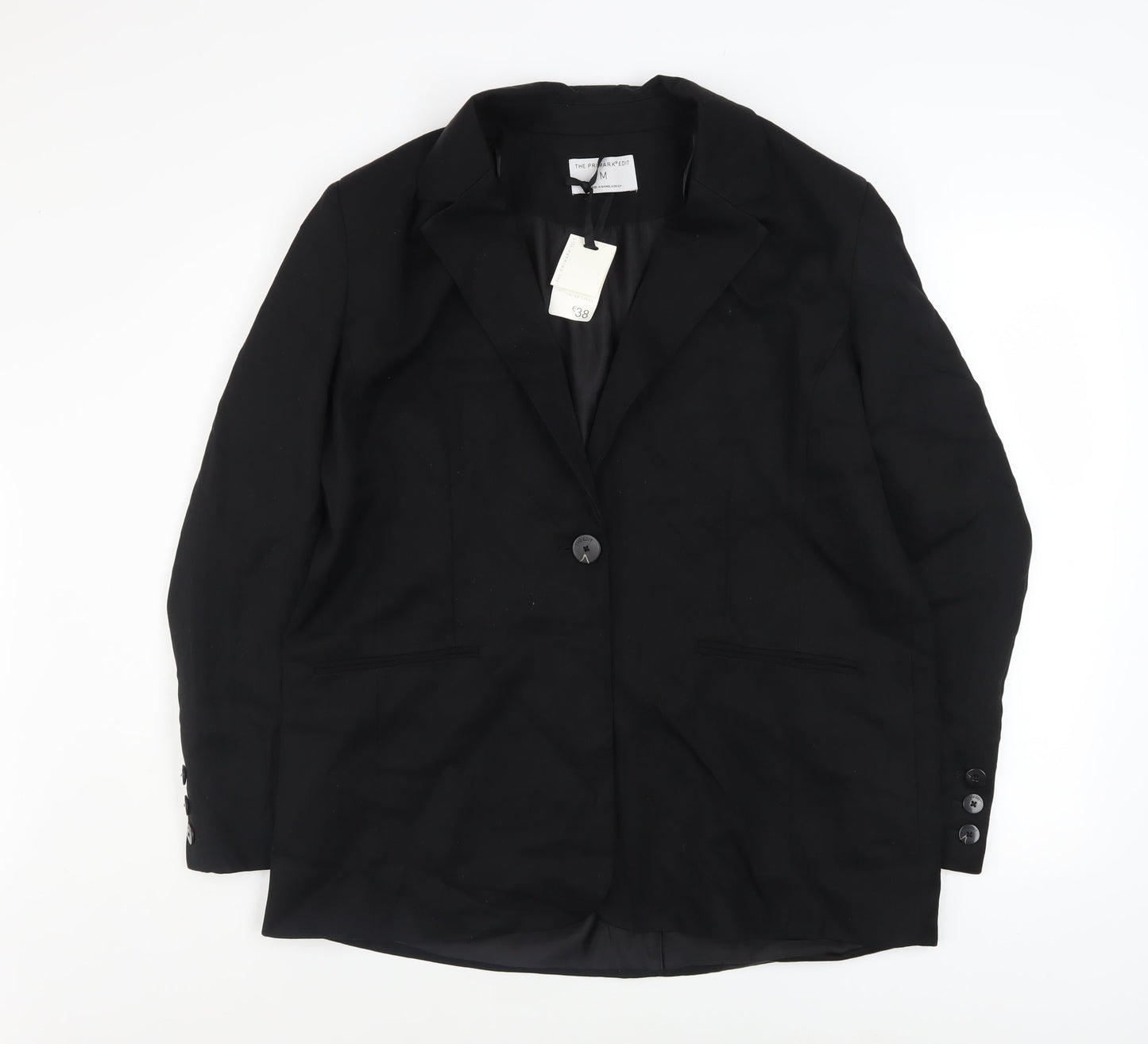 The Primark Edit Women Black Single-Breasted Blazer Size M EU 38