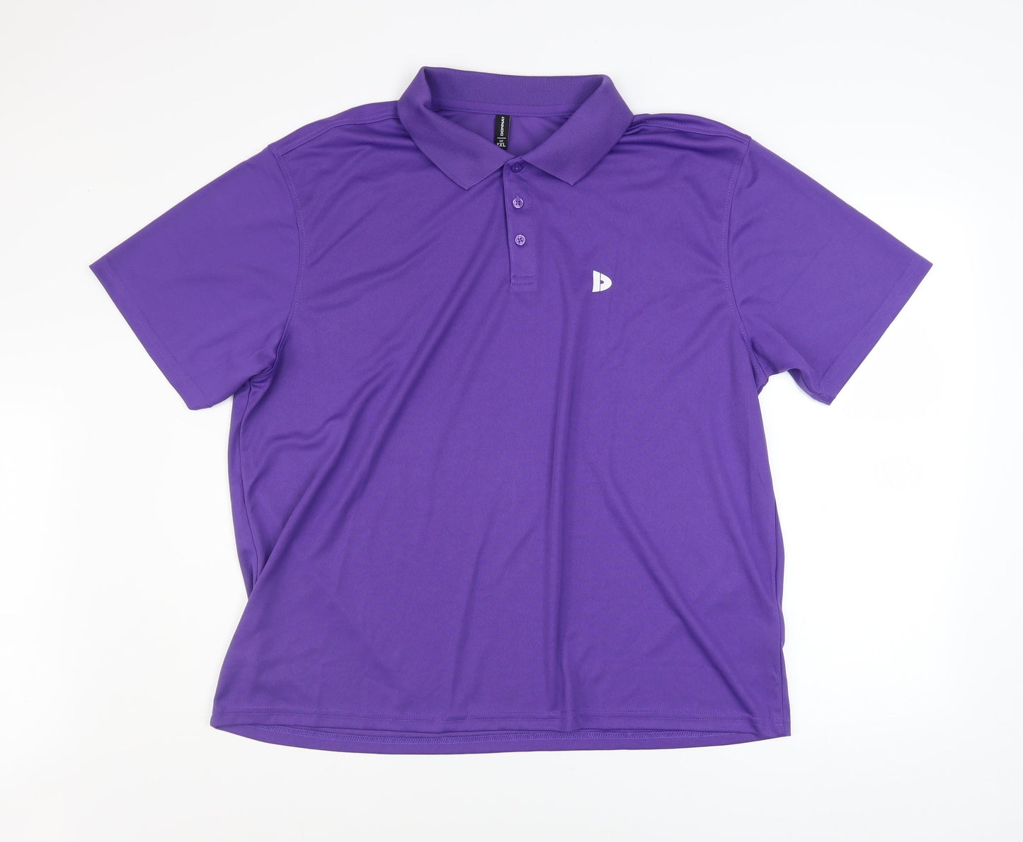Donnay Mens Purple 2XL Polo Shirt Short Sleeve Moisture Wicking Activewear Top