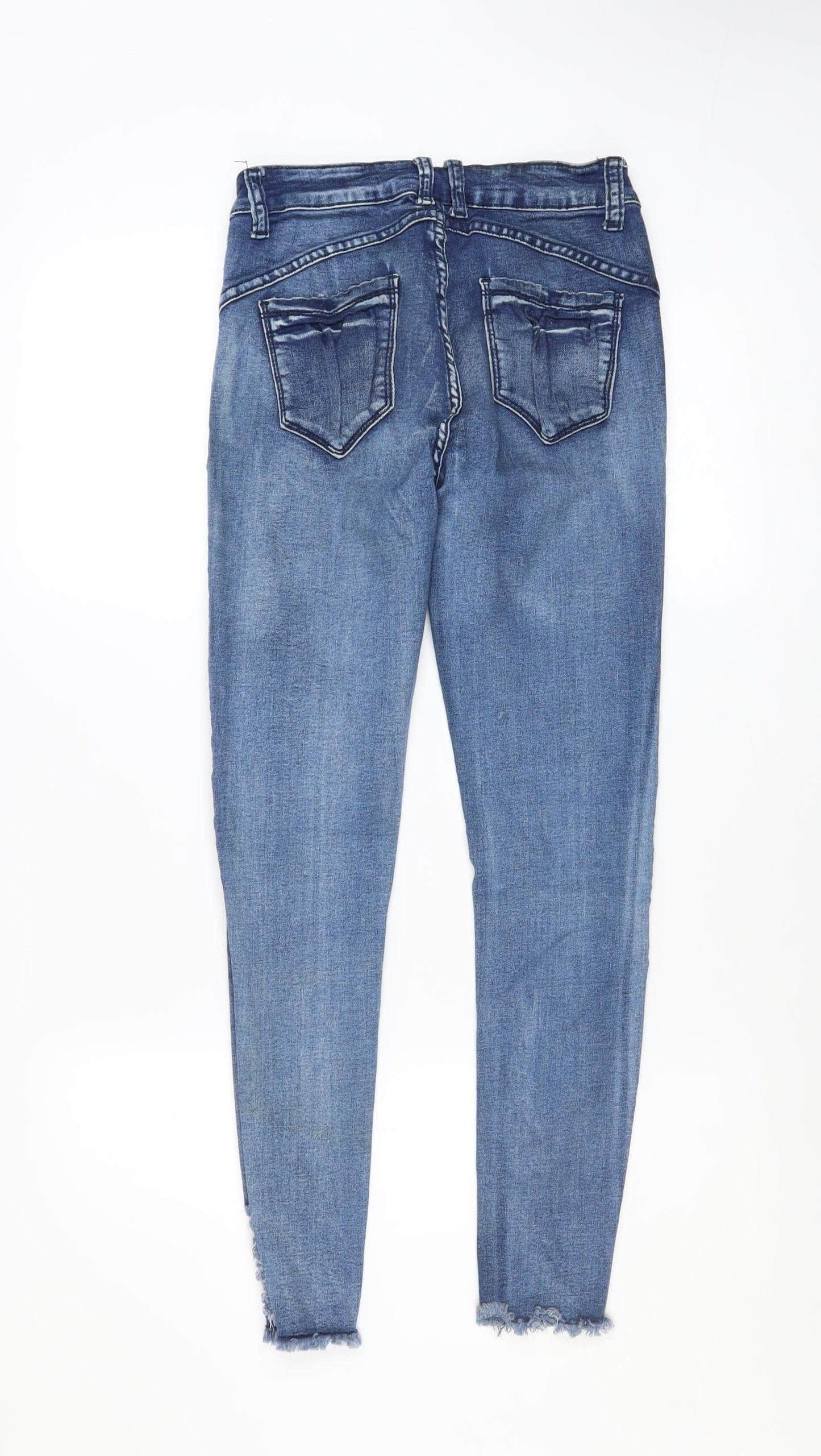 GIRL VIVI Women's Blue Size 10 Slim Fit Distressed Ankle Jeans