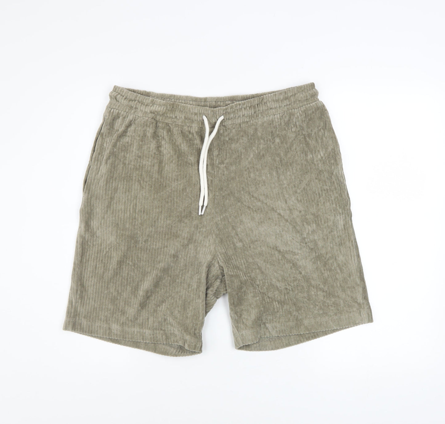 ASOS Design Men's Beige Corduroy Athletic Shorts L 36in Drawstring Waist