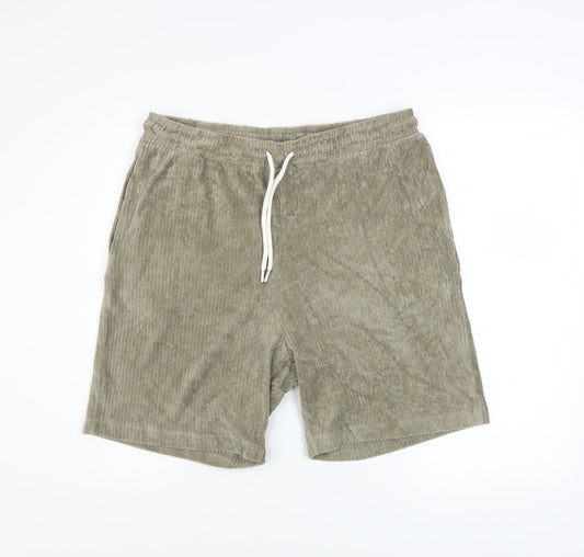 ASOS Design Men's Beige Corduroy Athletic Shorts L 36in Drawstring Waist