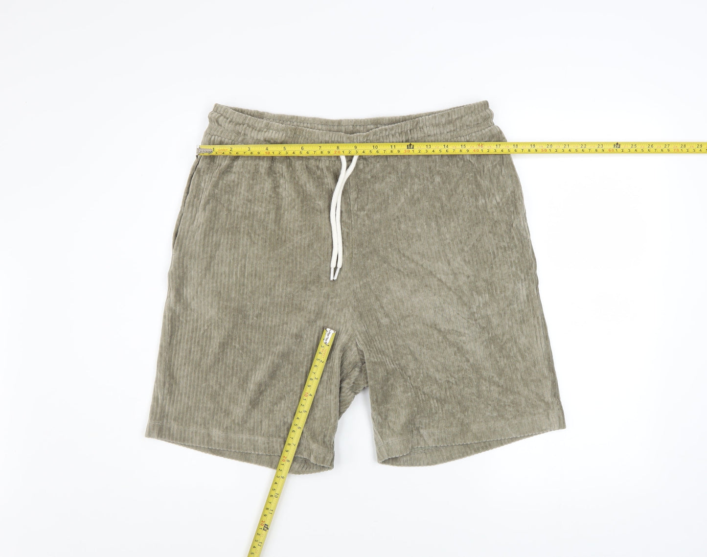 ASOS Design Men's Beige Corduroy Athletic Shorts L 36in Drawstring Waist