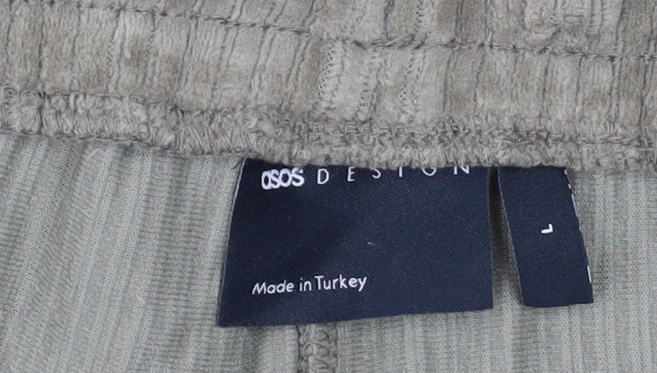 ASOS Design Men's Beige Corduroy Athletic Shorts L 36in Drawstring Waist