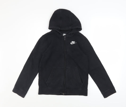 Nike Boys Black Full Zip Hoodie Size 10-11 Years Fleece Sweatshirt