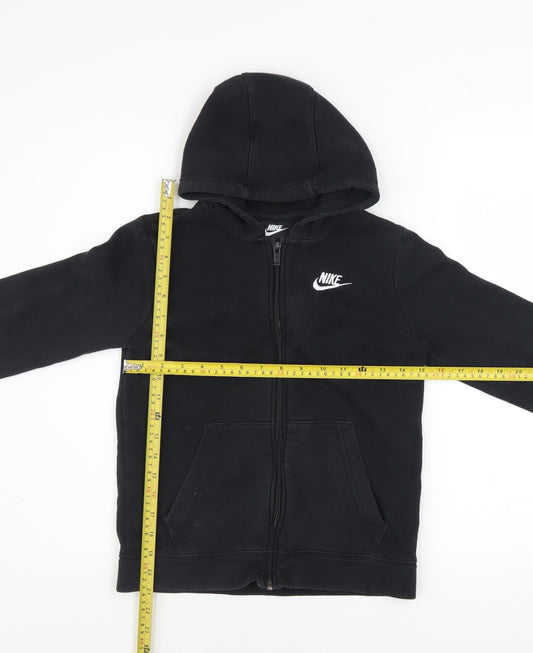 Nike Boys Black Full Zip Hoodie Size 10-11 Years Fleece Sweatshirt