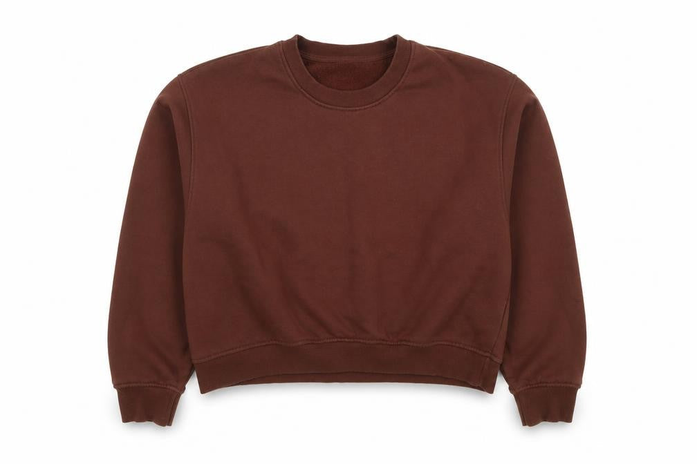 Zara Women Brown Cotton Blend Pullover Sweatshirt L Relaxed Fit